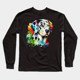 Watercolor Catahoula Leopard Long Sleeve T-Shirt